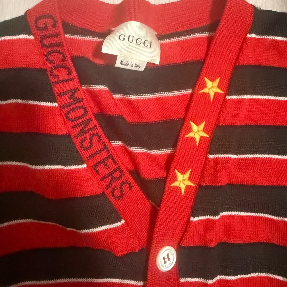 Gucci monsters  Striped Cardigan with Star Accents